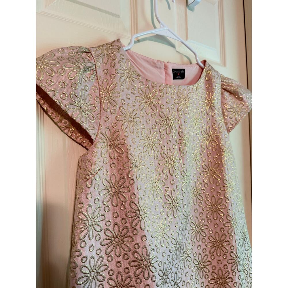 J. Crew Crewcuts Drop-Waist Jacquard Dress Holiday Recital Pink Floral Girls' 14 - Picture 3 of 8